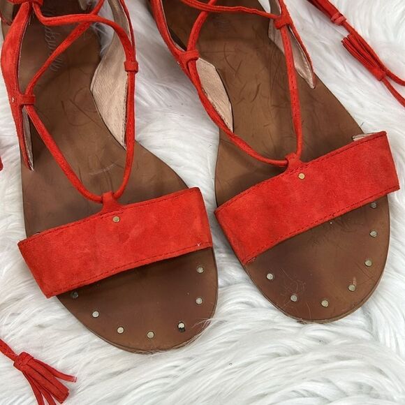 Madewell Size 6.5 Bridget Tassel Lace Up Leather Gladiator Sandals - Picture 4 of 10